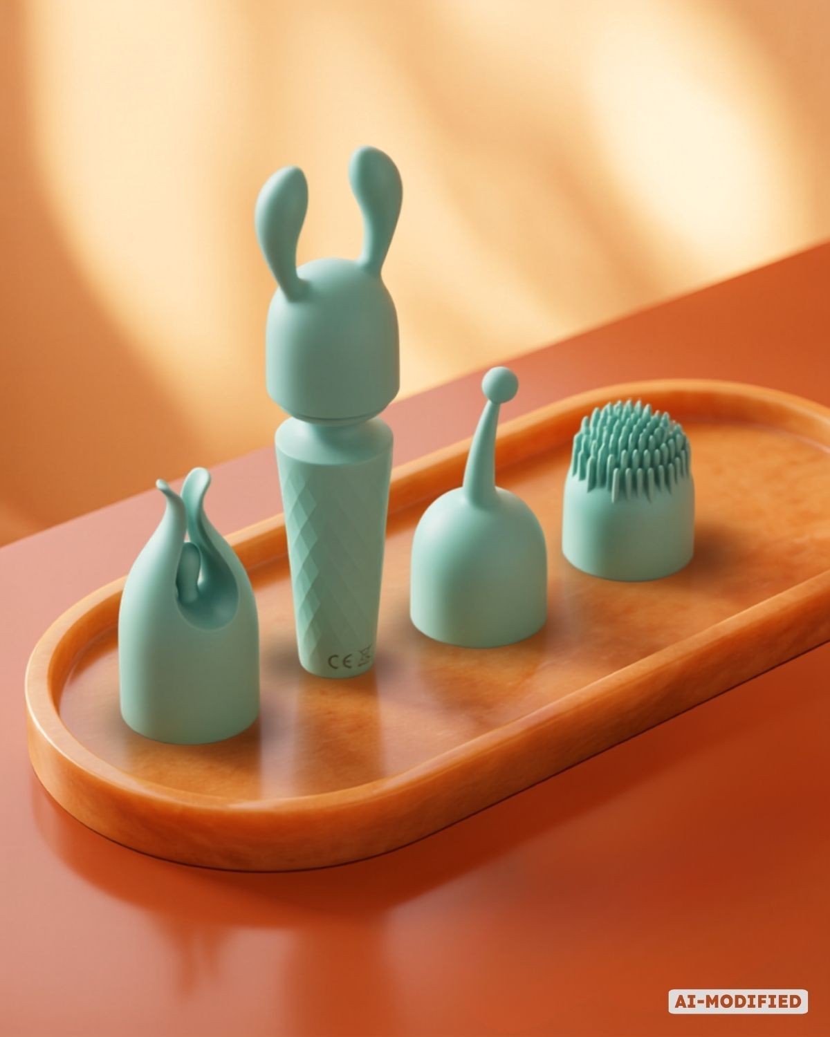 vibromasseur wand mini à 4 embouts, Five one, vert, Paradise boutik, photo studio
