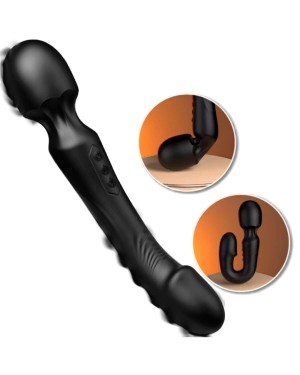 wand vibromasseur point g, Wanderfull, Paradise boutik, noir, démo têtes flexibes
