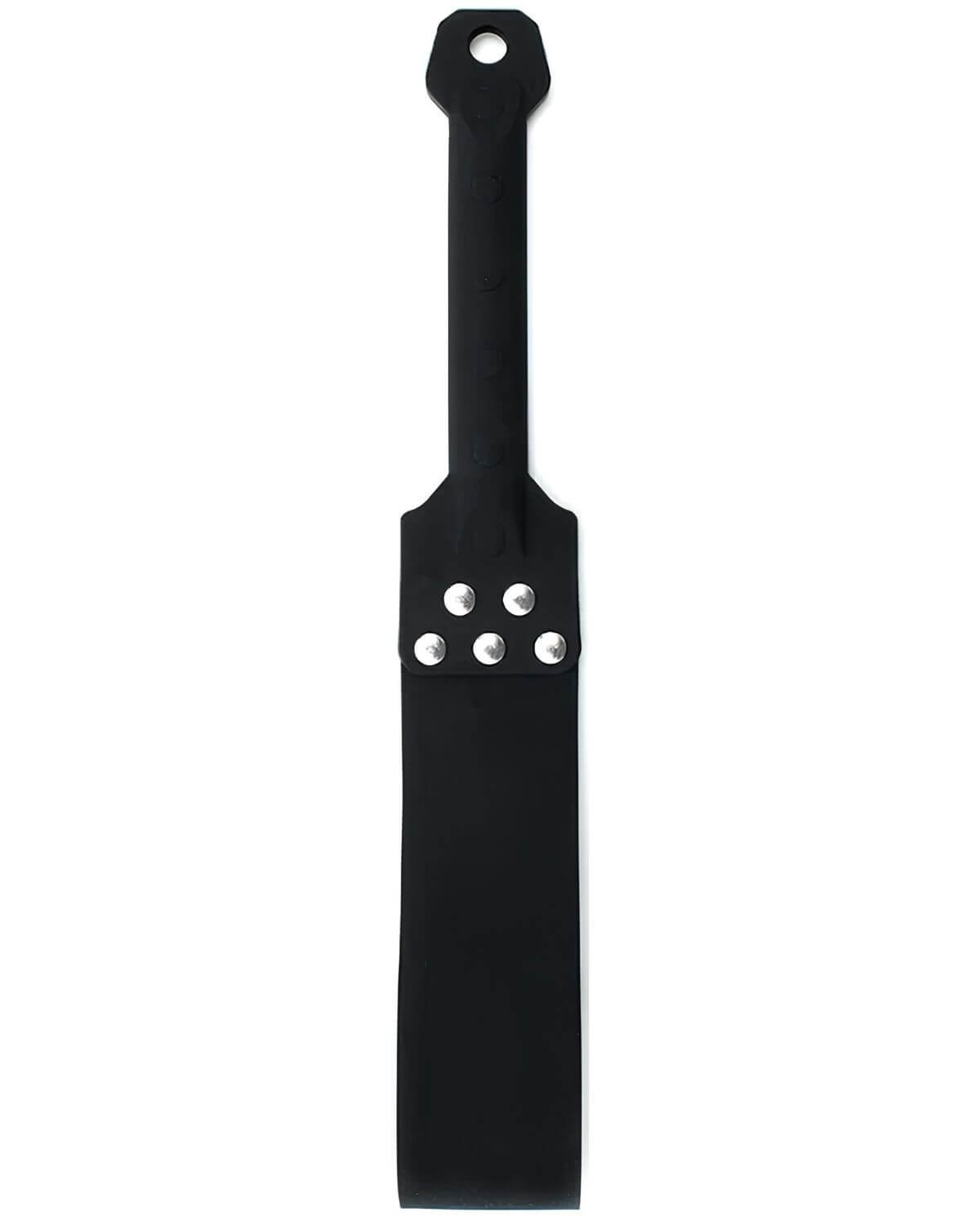 paddle bdsm en silicone souple, noir, Paradise boutik, vue de face