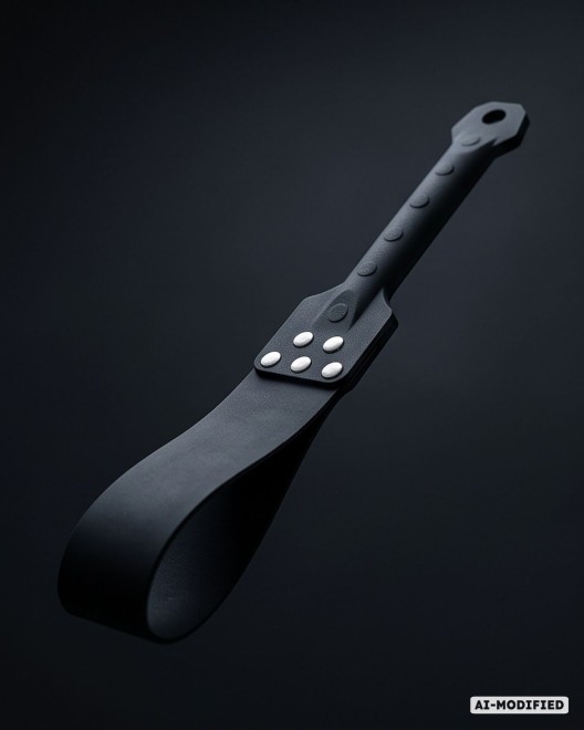 paddle bdsm en silicone souple, noir, Paradise boutik, photo studio