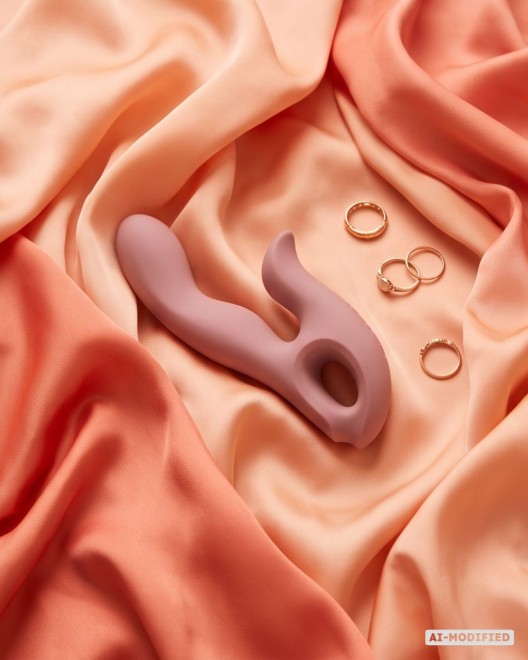vibromasseur rabbit chauffant, So hot, Paradise Boutik, rose, sur drap satin