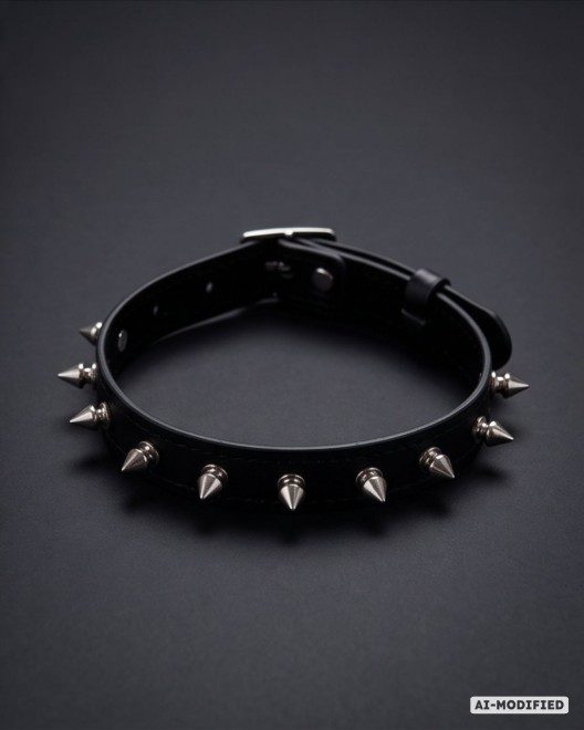 collier ras-de-cou en simili cuir clouté, Paradise boutik, photo studio