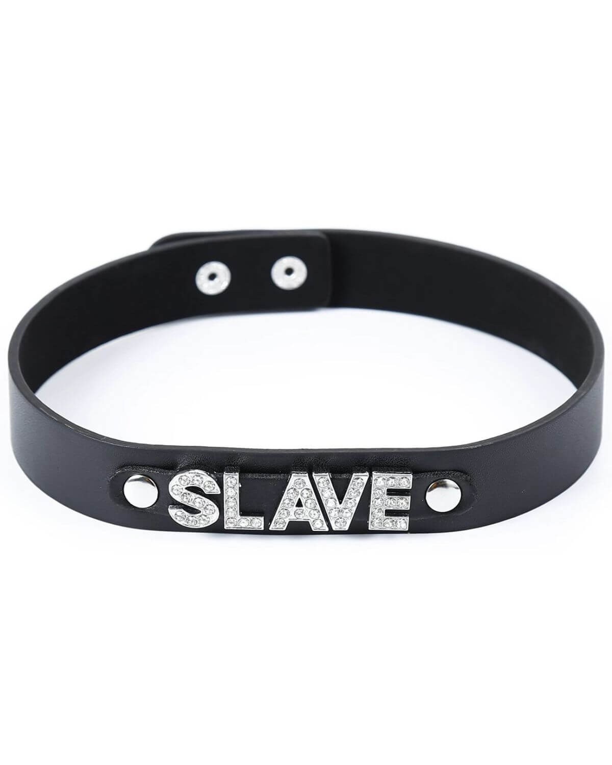 collier de soumission en simili cuir et strass, Slave, Paradise boutik, vue de face