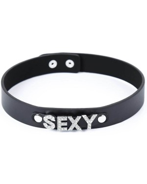 collier ras-de-cou en simili cuir et strass sexy, Paradise boutik, vue de face
