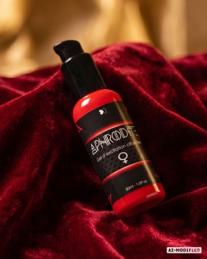 Gel d'excitation clitoridien Aphrodite, présentation produit photo studio