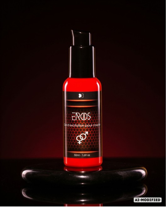 Gel d'excitation pour couple Eros, présentation produit  sur socle en marbre