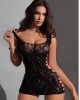 robe moulante en résille transparente, noire, Paradise Boutik, mannequin femme vue de face