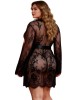 kimono en dentelle et string, noir, Paradise boutik, mannequin grande taille, vue dos