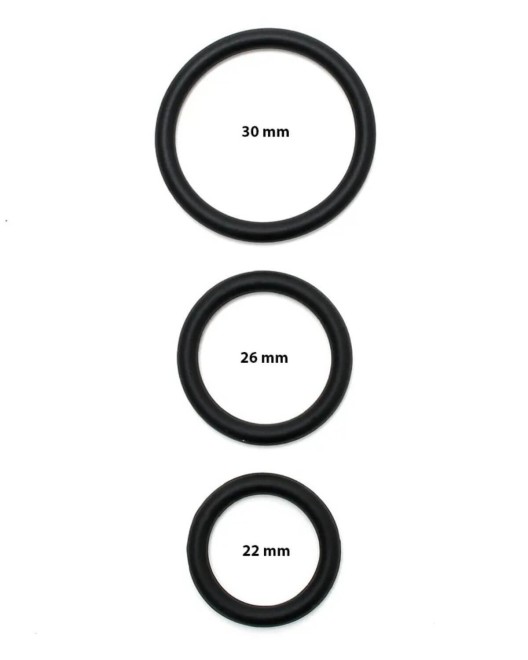 lot de 3 cockrings, Hard me 3, Paradise Boutik, noir, dimensions