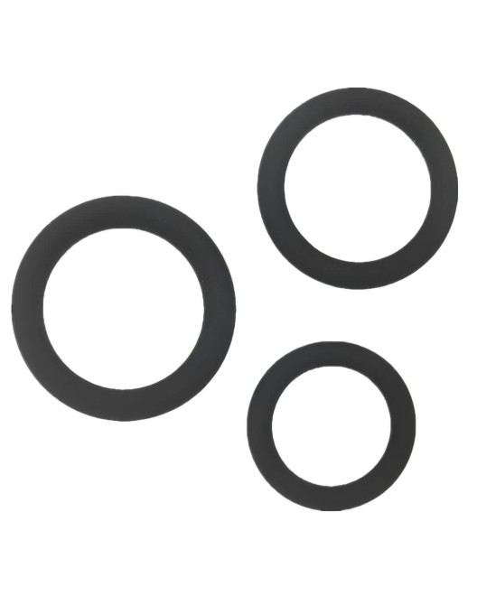 lot de 3 cockrings, Hard me 3, Paradise Boutik, noir, anneaux