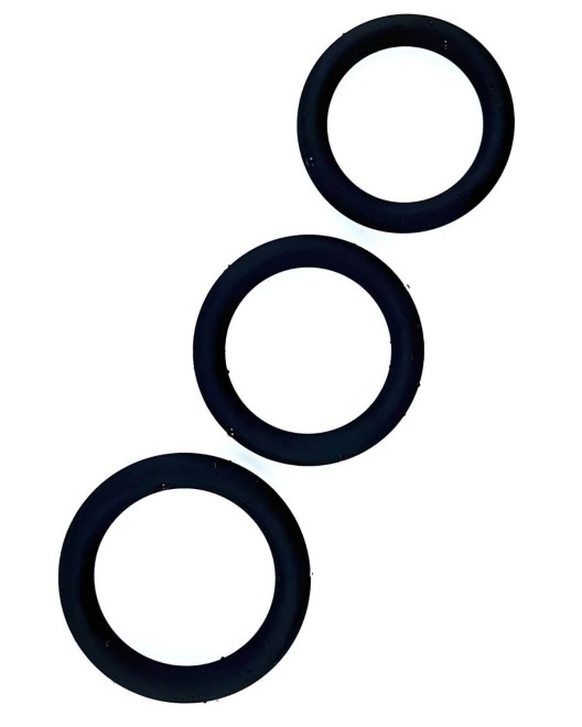 lot de 3 cockrings, Hard me 3, Paradise Boutik, noir, anneaux péniens