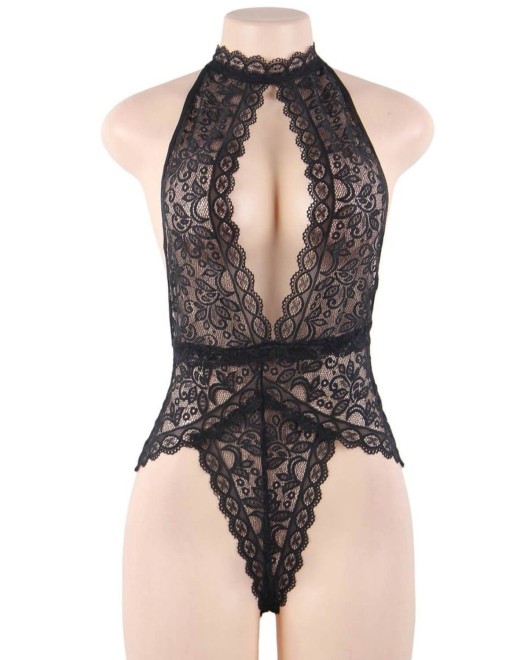 body dentelle dos nu, noir, Paradise Boutik, devant