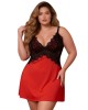 nuisette sexy grande taille, paradise boutik, rouge et noire, mannequin vue face