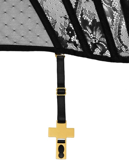 corset porte-jarretelles Inspiration Divine, Scandale, zoom croix dorée