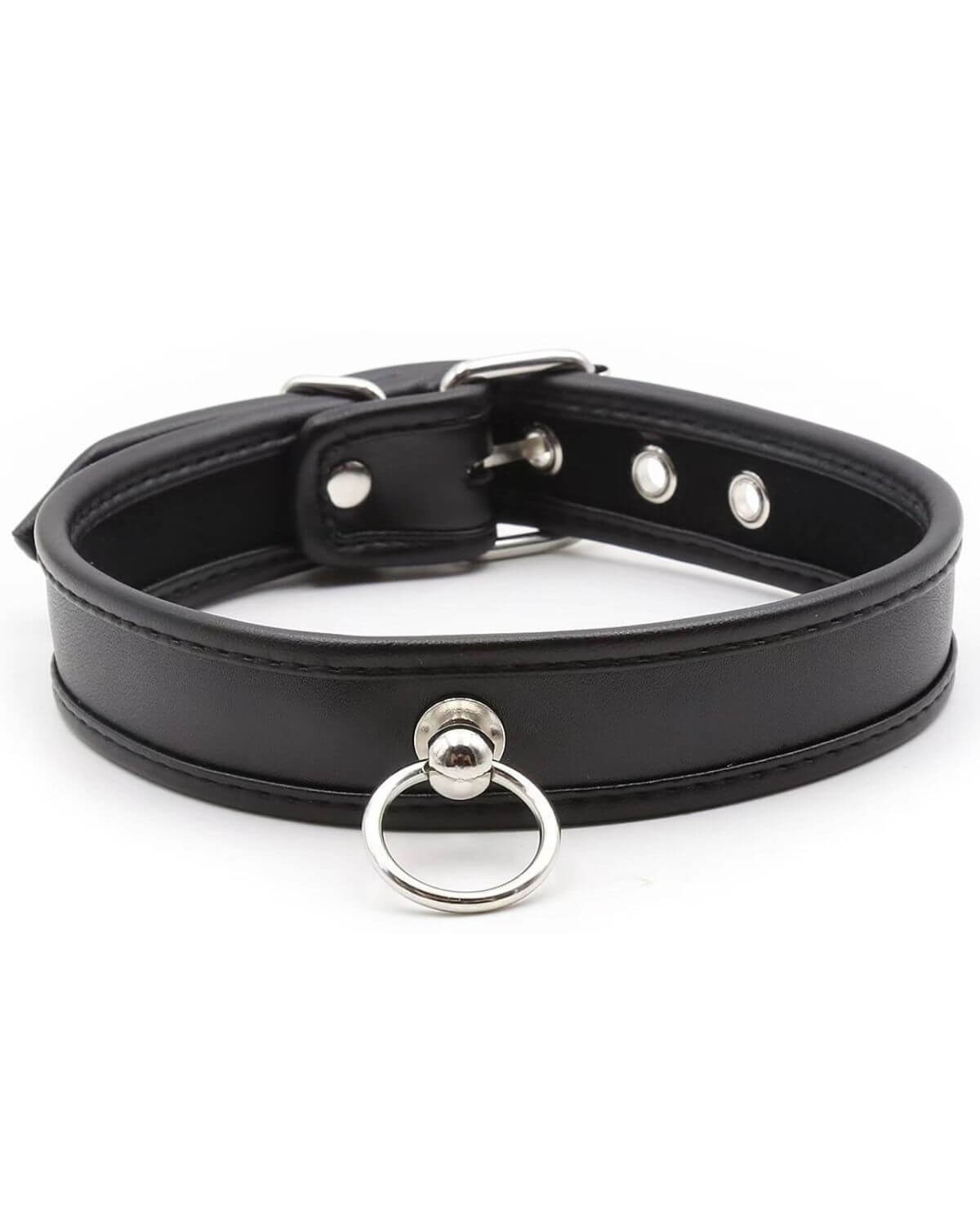 collier bdsm simili et attache métal, Captive, Paradise boutik, vue devant