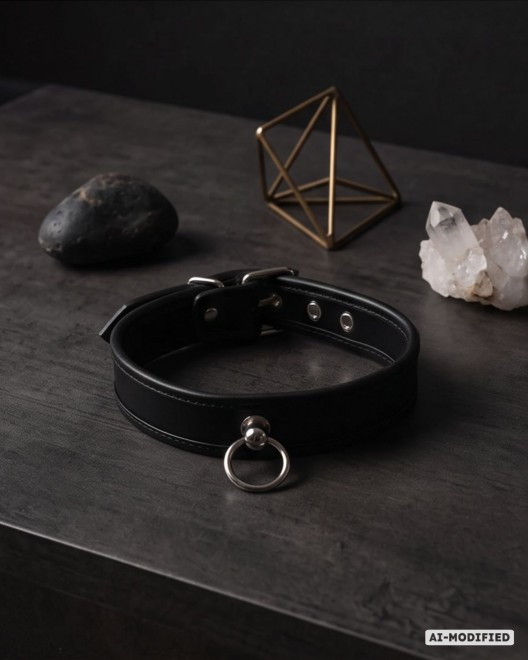 Collier BDSM Simili et Attache Métal Captive