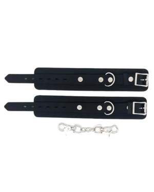 paire de menottes en silicone noir, taille large, Captive, paradise boutik, ouvertes