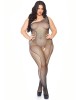 bodystocking ouvert en résille strass, grande taille, leg avenue, 89240X, vue de face