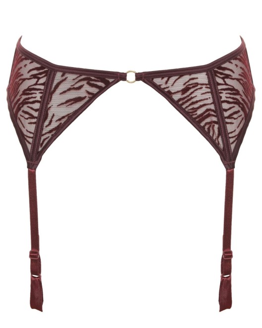 porte-jarretelles bordeaux, collection Nuits de velours, Prelude lingerie, devant
