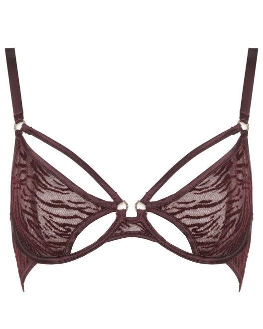 soutien-gorge à armatures bordeaux, collection Nuits de velours, Prelude lingerie, devant