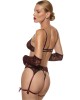 soutien-gorge à armatures bordeaux, collection Nuits de velours, Prelude lingerie, porté avec l'ensemble, vue de dos