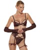 soutien-gorge à armatures bordeaux, collection Nuits de velours, Prelude lingerie, porté avec l'ensemble, vue de face