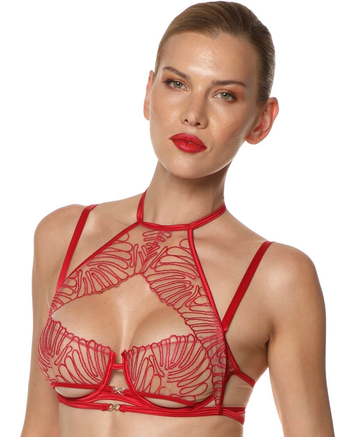 soutien-gorge corbeille, collection Rouge Interdit, Prelude Lingerie, zoom de face