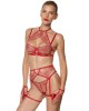 porte-jarretelles, collection Rouge Interdit, Prelude Lingerie, porté avec l'ensemble, vue de face