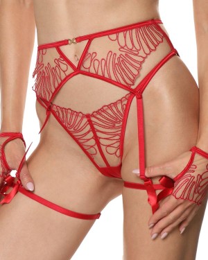 porte-jarretelles, collection Rouge Interdit, Prelude Lingerie, zoom de face