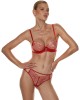 string brésilien, collection Rouge interdit, Prelude Lingerie, mannequin femme pose de face