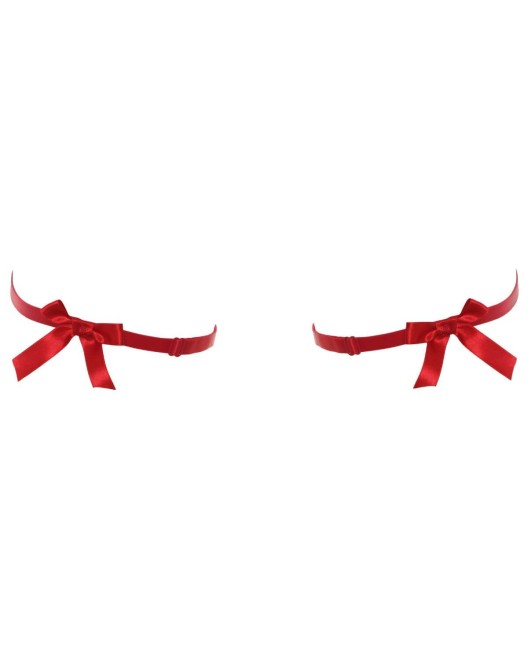jarretières en satin, Rouge Interdit, Prelude Lingerie, devant