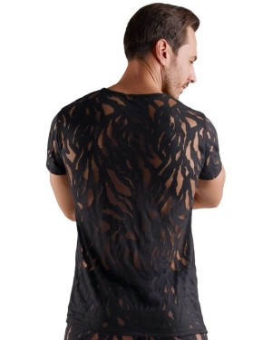t-shirt homme flocké transparent, noir, Svenjoyment, vue de dos