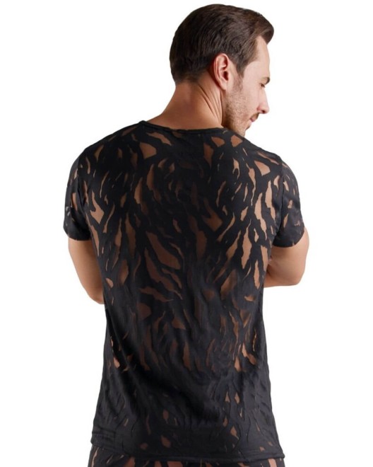 t-shirt homme flocké transparent, noir, Svenjoyment, vue de dos