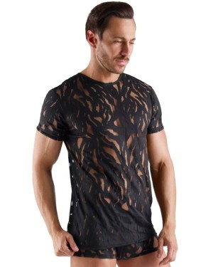 t-shirt homme flocké transparent, noir, Svenjoyment, vue de face