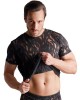 t-shirt homme flocké transparent, noir, Svenjoyment, mannequin, pose