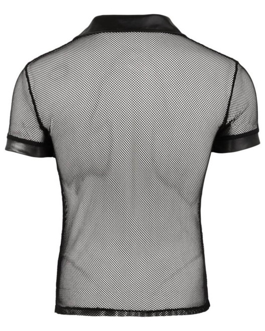 chemise homme en résille et wetlook, noir, Svenjoyment, derrière