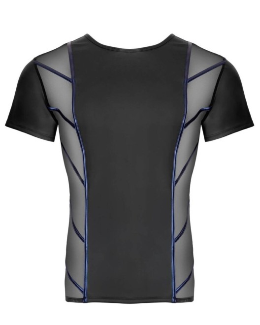 t-shirt homme en wetlook et résille liserée, Nek, devant