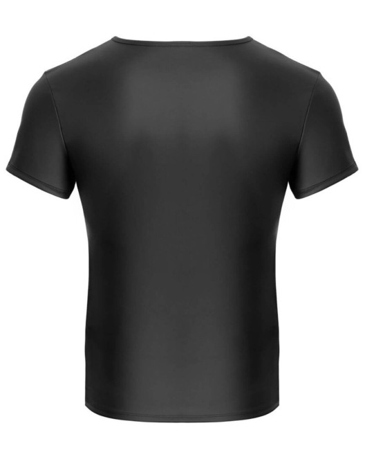 t-shirt homme en wetlook et résille liserée, Nek, derrière