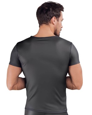 t-shirt homme en wetlook et résille liserée, Nek, vue de dos