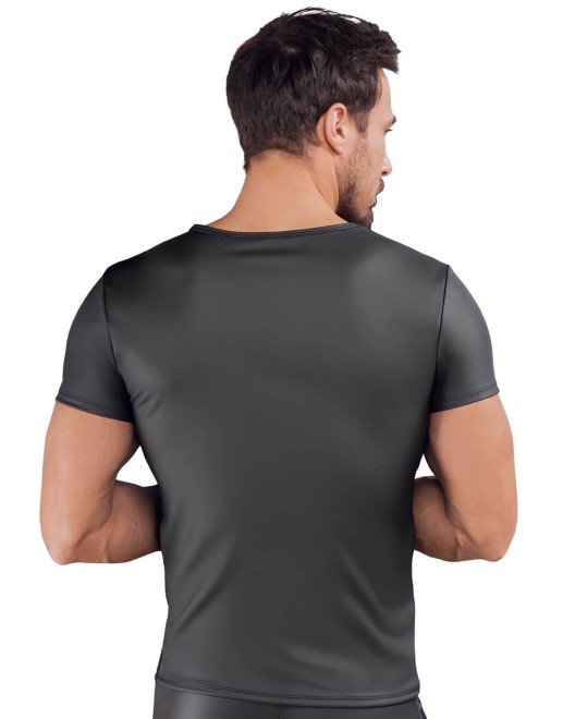 t-shirt homme en wetlook et résille liserée, Nek, vue de dos