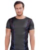 t-shirt homme en wetlook et résille liserée, Nek, vue de face