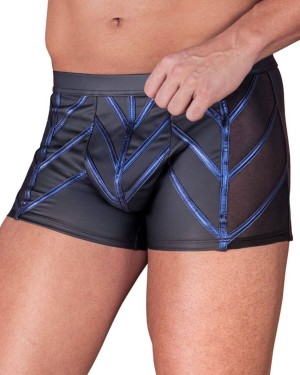 boxer homme wetlook et résille liseré, noir, Nek, zoom de face