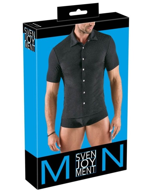 chemise homme en lurex, noir, Svenjoyment, boîte
