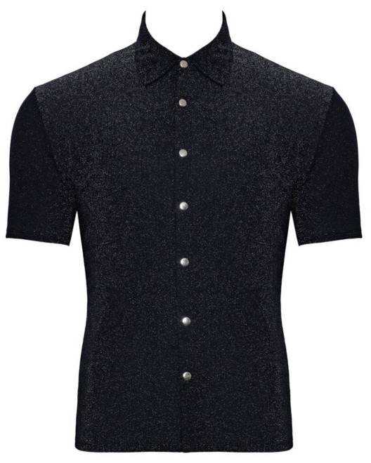 chemise homme en lurex, noir, Svenjoyment, devant