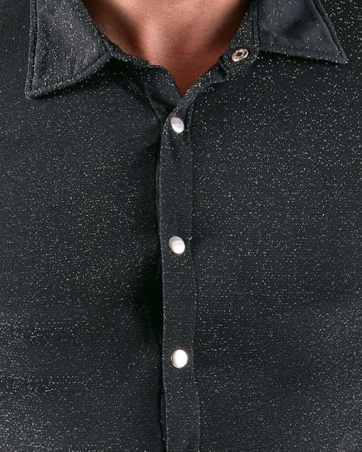 chemise homme en lurex, noir, Svenjoyment, zoom boutons