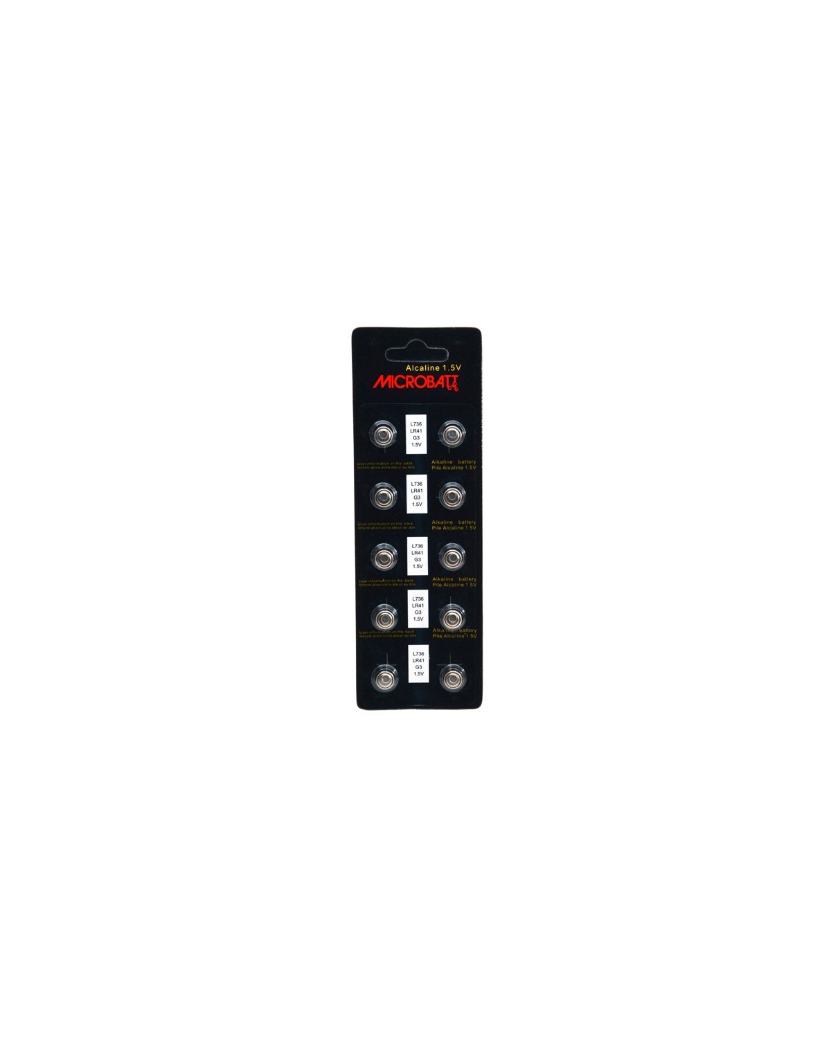 Blister de 10 piles boutons Microbatt LR41