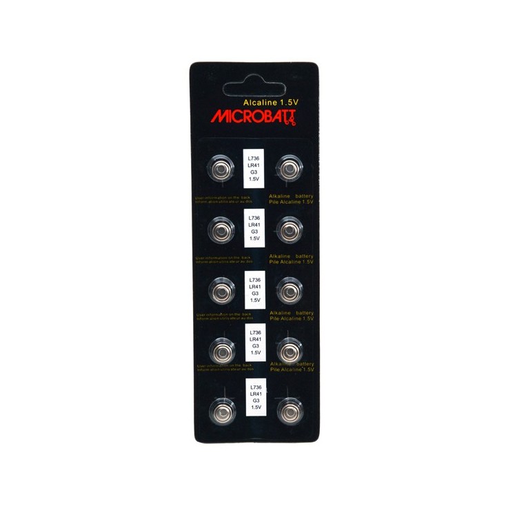 Blister de 10 piles boutons Microbatt LR41