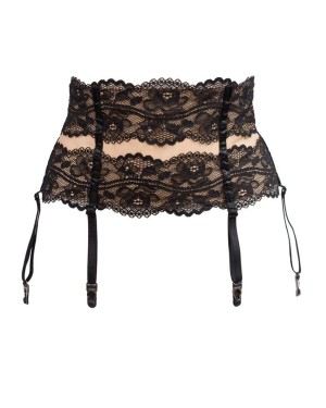 Serre taille porte-jarretelle en dentelle "Réglisse" de Luxxa Lingerie